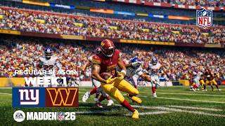 Madden NFL 26 - New York Giants vs Washington Commanders | 2025 Week 1 🔥 Full Game Simulation 🏈