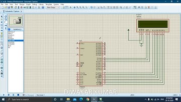 LCD display interface with 8051 microprocessor and Simulation in Proteous circuit designer