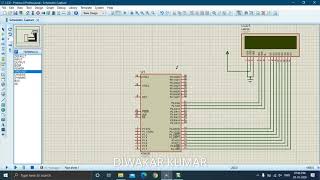 LCD display interface with 8051 microprocessor and Simulation in Proteous circuit designer