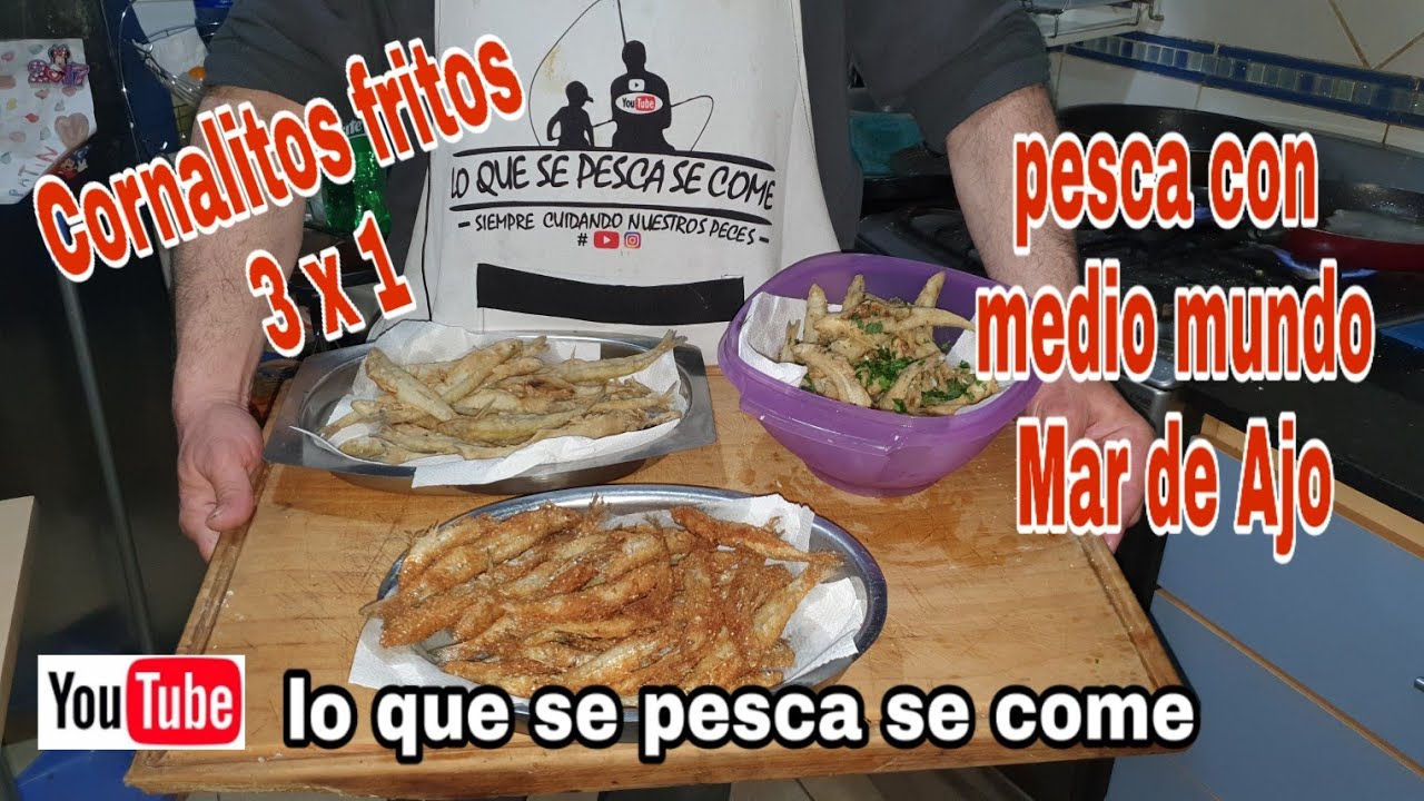 Cornalitos fritos 3 x 1 receta - pesca con medio mundo en el muelle de Mar de Ajo