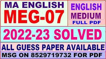 meg 07 solved assignment 2022-23 / meg 7 solved assignment / ignou ma english 2022-23