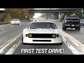 First Test Drive Of The Wide Body Mid Engine 67 Mustang Fastback!