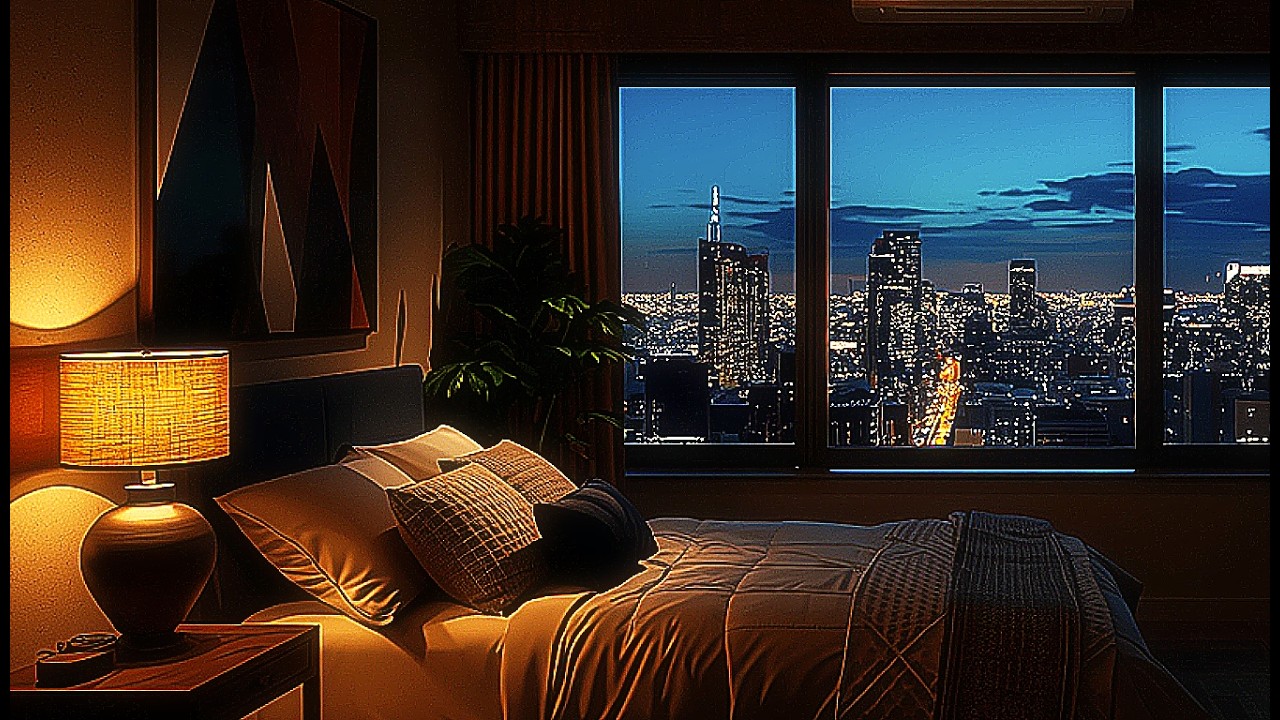Cozy Bedroom Night Vibes with Warm Window Light and Make Sleep Better