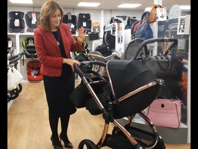 egg pram black and rose gold