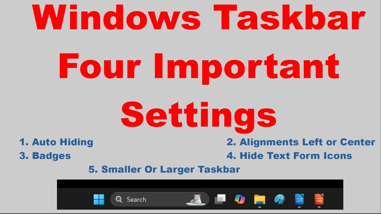 Importance Task Window Windows Taskbar Four Important Settings - YouTube