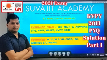 Part 1 |  PHYSICS Solution | KVPY 2011 SA Previous Year Question Solution | Suvajit Academy