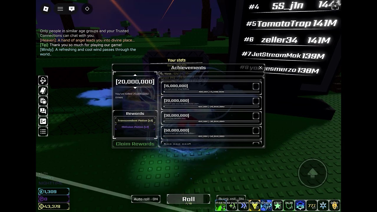 Finally getting 100k rolls in sols rng!! 