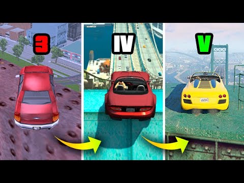JUMPING from the HIGHEST BRIDGE in CAR in GTA GAMES 2001-2019 (Evolution)
