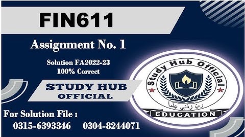 FIN611 Assignment 1 solution fa2022
