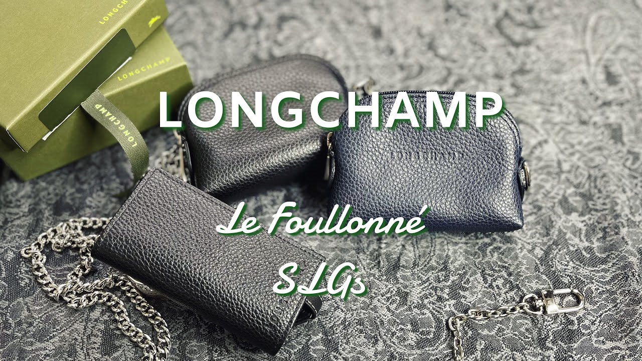 Longchamp Le Pliage Cuir Coin Purse With Key Ring In Black/silver