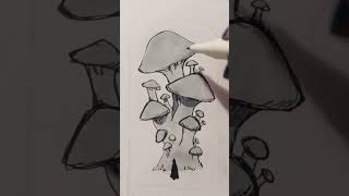 I drew today mushrooms art timelapse shorts