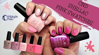 CND SHELLAC PINK SWATCHES ON MY NATURAL NAILS | PINK EXAMPLE NAIL COLOURS