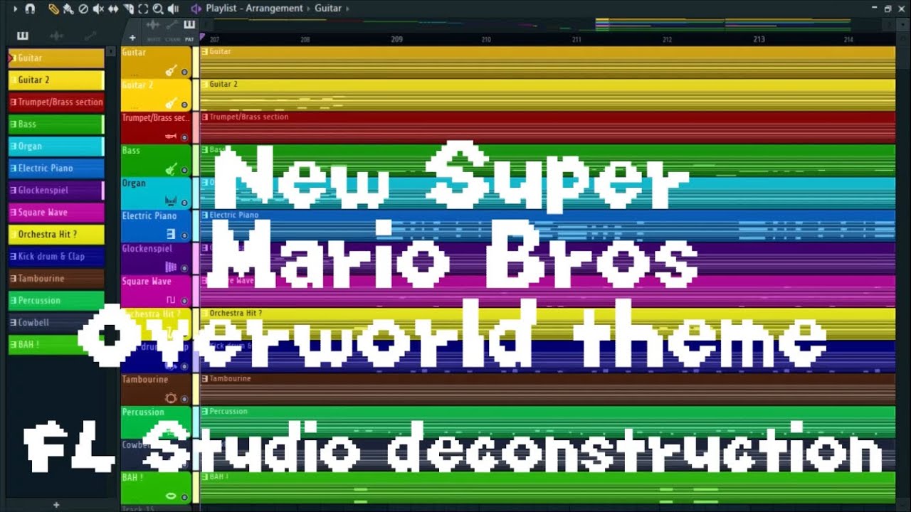 [FLP] New Super Mario Bros Overworld theme FL Studio deconstruction.