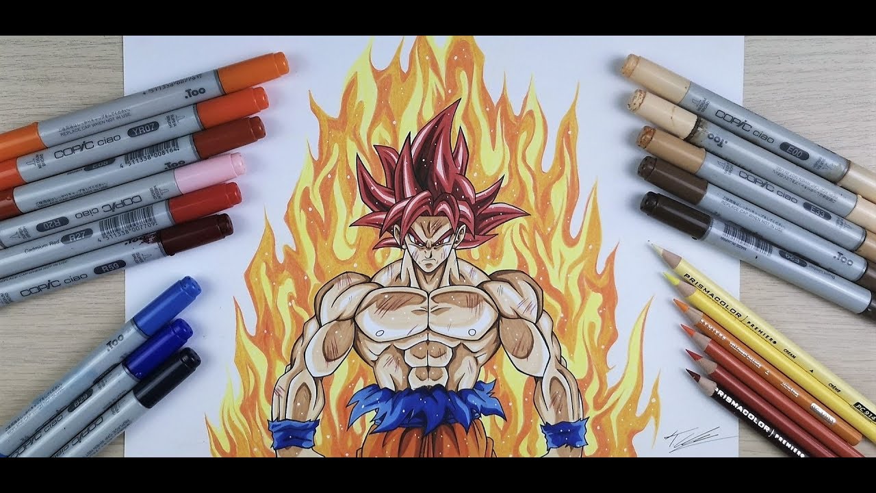 HOW TO DRAW GOKU SSJ GOD 