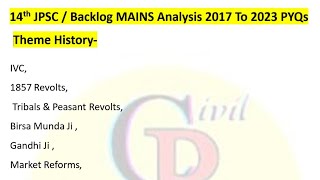 14th JPSC/ Backlog Mains PYQs Analysis | History-Geography 2017 To 2023 | #jpscmains