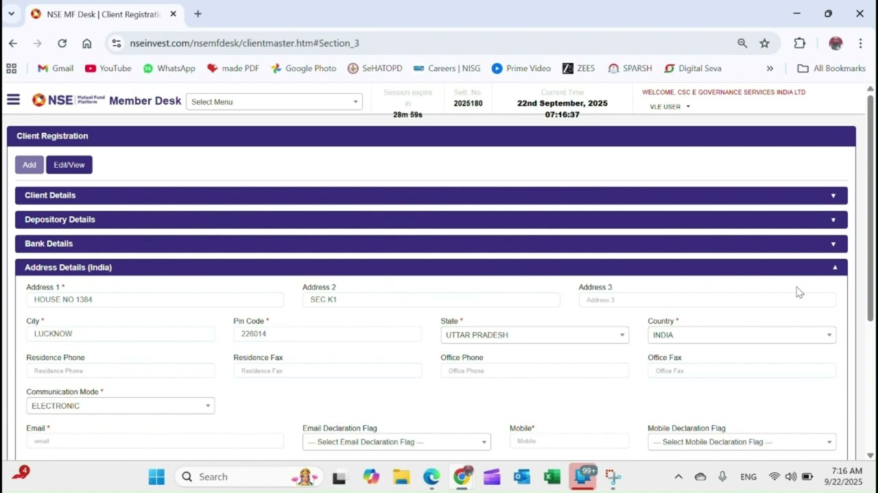 CSC PORATAL के माध्यम से MUTUAL FUND मे CLIENT REGISTRATION