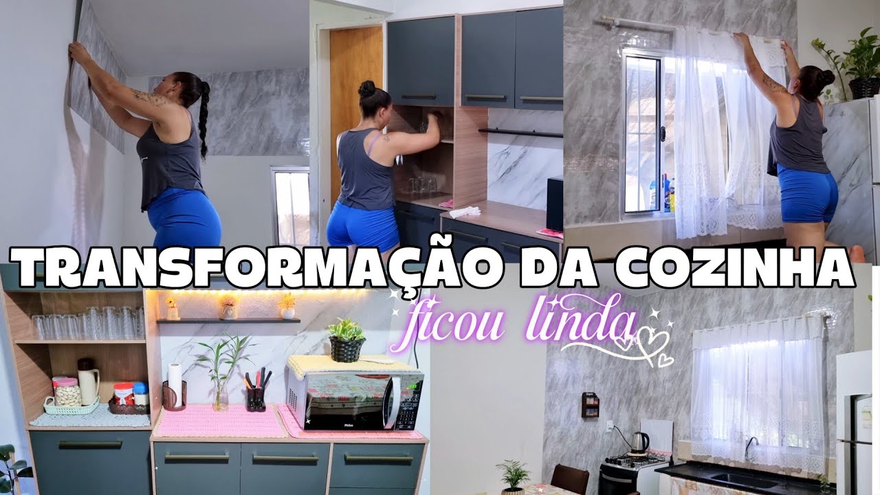 FINALIZANDO A TRANSFORMAÇÃO/ FIZ TUDO SOZINHA/O RESULTADO FICOU LINDO😍🩷COZINHA SIMPLES MAIS LINDA