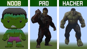 NOOB VS PRO VS HACKER VS GOD HULK Minecraft Pixel Art