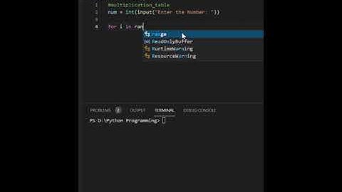 Multiplication Table in Python #YTShorts #Shorts #Python #PythonProgramming #Coding