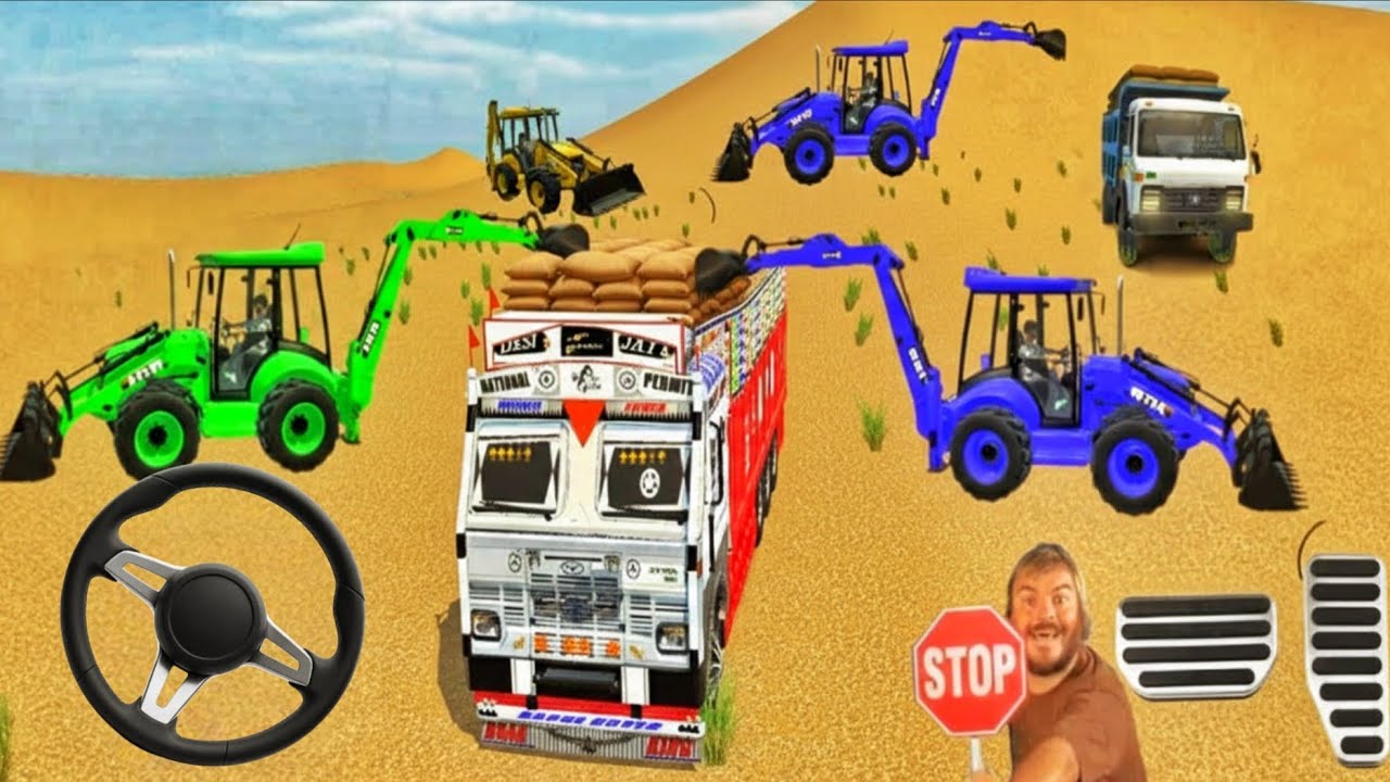 Drive Jcb, Truck 🚜, tractor And Uploading wheat bag🌾 ##jcb #truck 