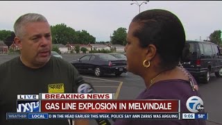 Chris Egan speaks with Kimberly Craig following the massive explosion in Melvindale