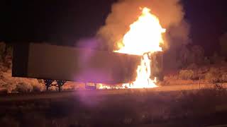 Trailer on fire on I-40 near Flagstaff, AZ
