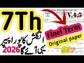 7th Class English Paper 2026 Final Term Final Term Paper Class 6 Paper English 2026 PEC 2026