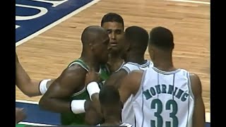 Larry Johnson vs Xavier McDaniel Fight - 1993 Playoffs Hornets vs Celtics G4