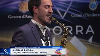 ANDORRA SAX FEST 2023: Luis Salomé (Portugal) plays Three pieces for Solo Clarinet, Igor Stravinsky