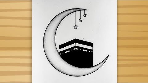 Kaaba Drawing Tutorial - Easy Drawing / How to draw Makkah on Moon pencil sketch / Mecca Drawing Art