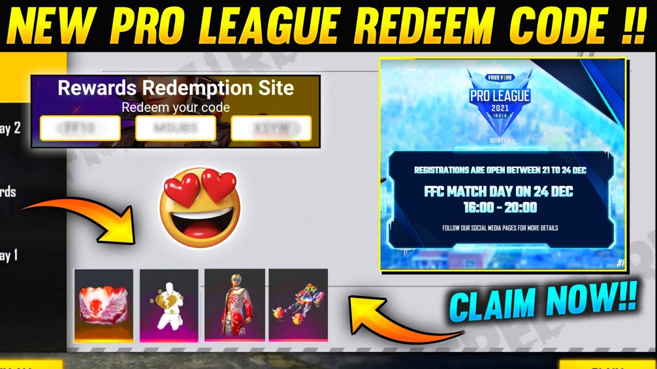 Free Fire New Redeem Code | Free Fire New Event | Pro League 2021 Redeem code | ff new redeem code |