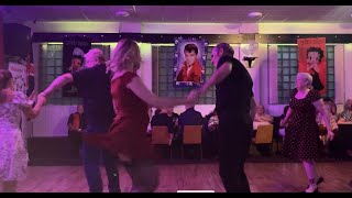 Rock N Roll Jive Dancing In Black Nylon Stockings And Suspenders