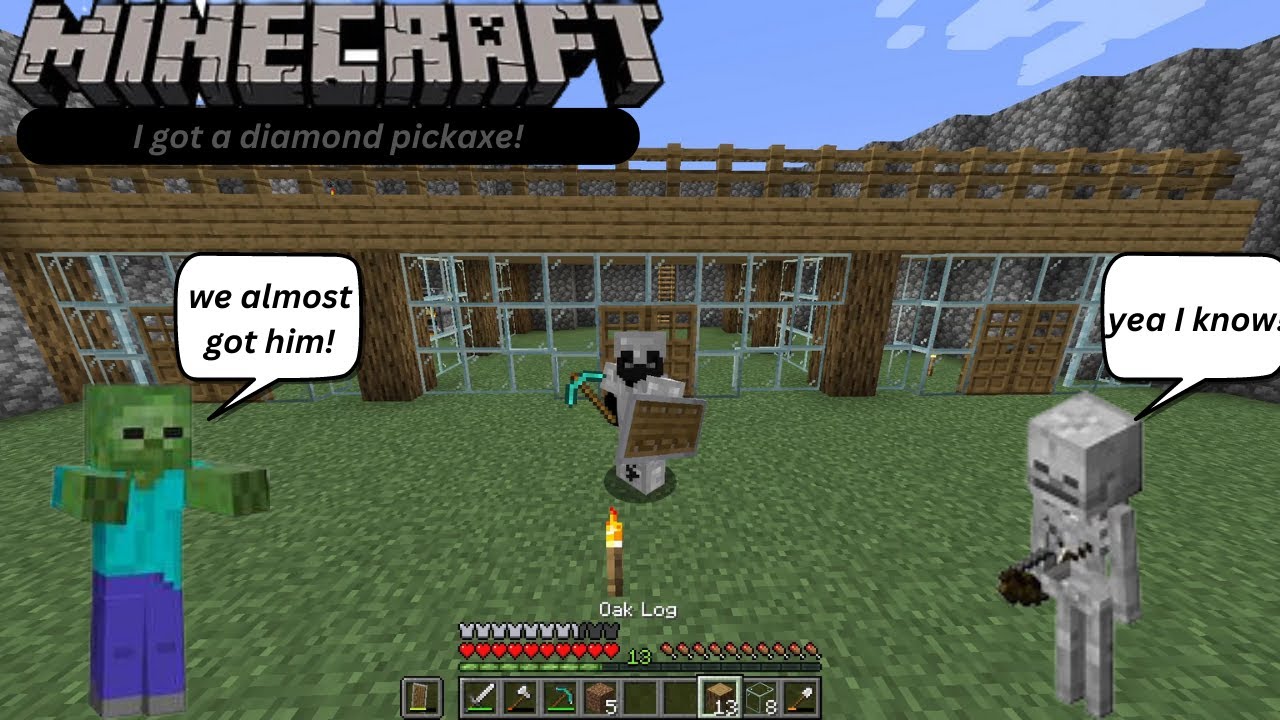 I got my first diamond pickaxe! ( minecraft ) - YouTube
