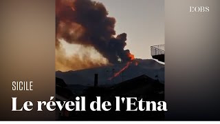 L'impressionnant panache de l'Etna entré en éruption en Sicile