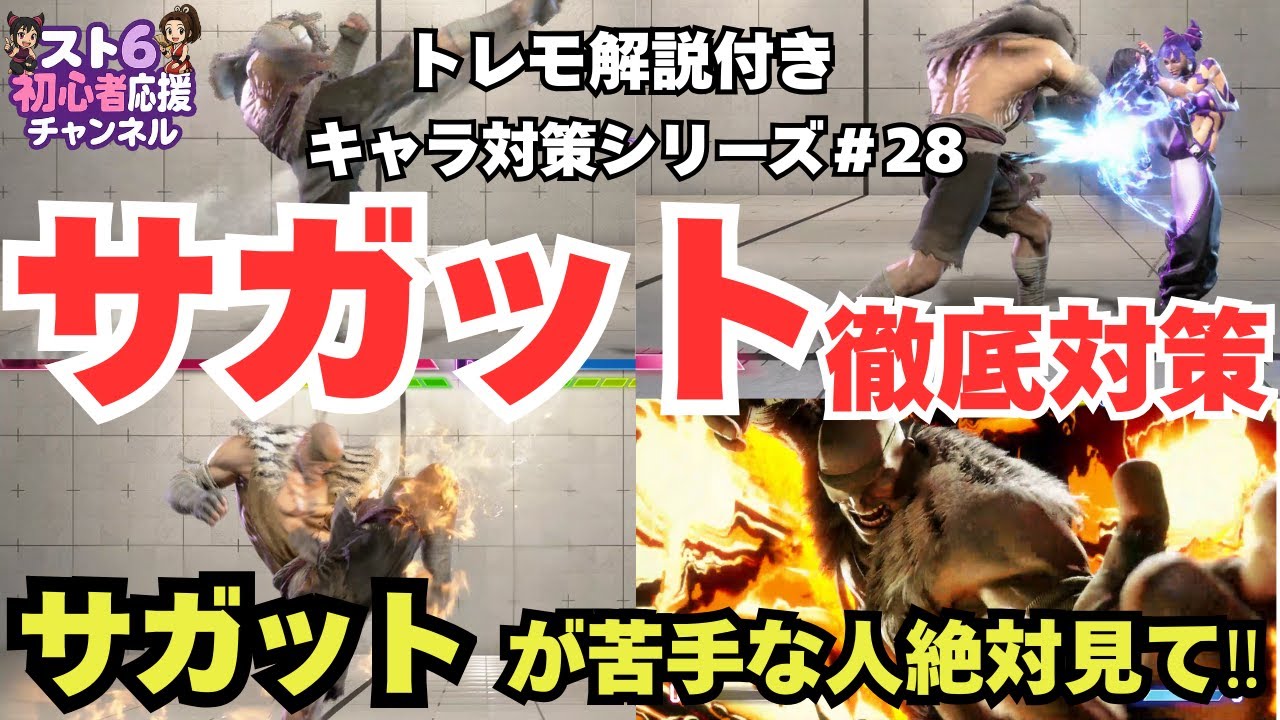 【スト6】サガット徹底対策【最新版】苦手な人必見！ステハイ、ステロー・タイガーネクサス・立ち中P対策・立ち回りまで徹底解説｜初心者～マスター対応｜トレモ解説付きキャラ対策シリーズ#28