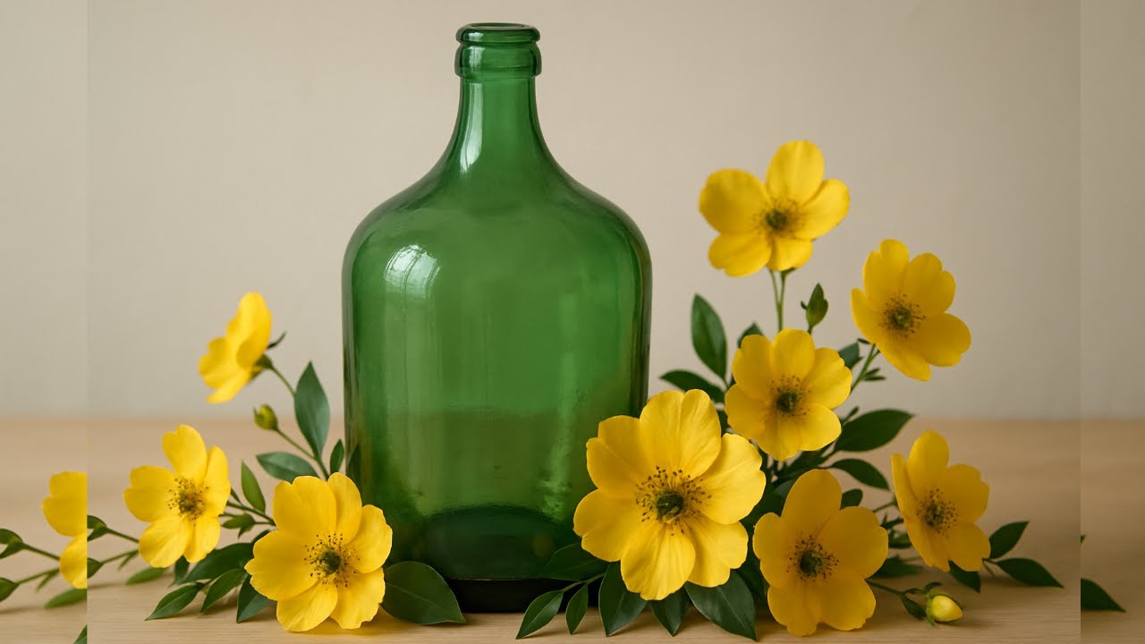 🌺Ideia com GARRAFÃO de VIDRO com TEXTURA em RELEVO/ TEMA FLORAL 🌺🌺