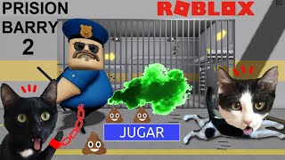 Gato escapa de la prisión de Barry 2 en Roblox jugando con Luna y Estrella