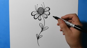 How to Draw Easy Zentangle Flower Pattern / Zen Doodle for Beginners