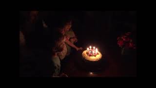 Triplets blowing candles 3 years old B day