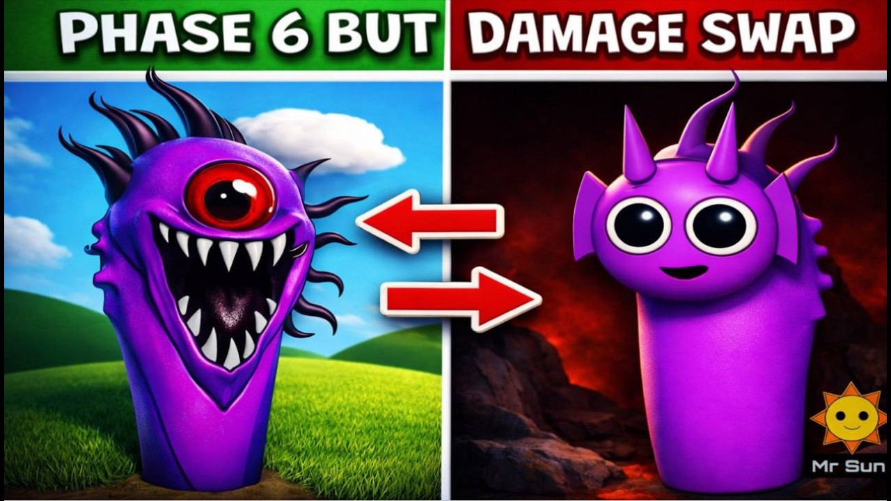 Sprunki Phase 6 But DAMAGE SWAPPED ⚡💥 (New Reactions 😱)