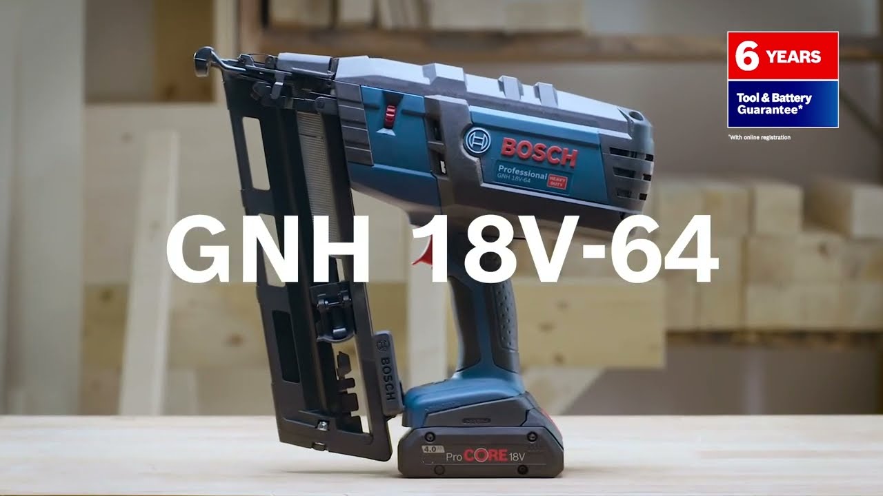Bosch GNH 18V-64 M Cordless Nailer 18V Lithium Electric Nail Gun  Woodworking Tool