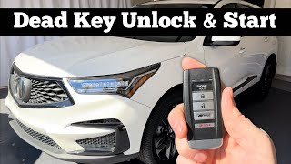 2019  2021 Acura RDX  How to Unlock & Start With A Dead Remote Key Fob Battery Not Working