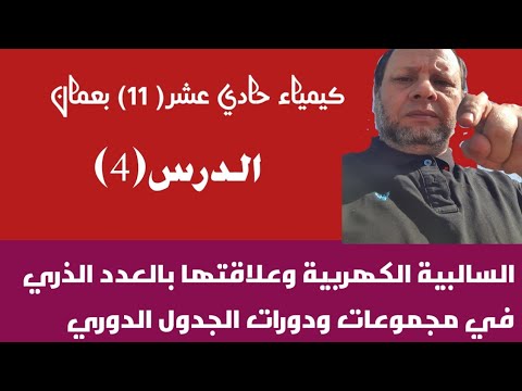 الدرس 4 صف11 كيميا السالبية الكهربية وعلاقتها بالحجم الذري وطاقة التأين احمد عبد النبي