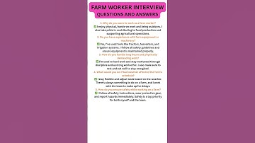 Farm Worker interview questions and answers #interview #farmwork #farming #jobinterview #shorts