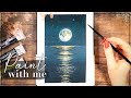  easy ocean night sky gouache painting tutorial with moon reflection