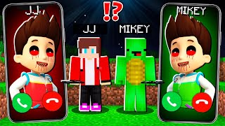 JJ Creepy RYDER vs Mikey RYDER from PAW Patrol CALLING to JJ and MIKEY !  in Minecraft Maizen