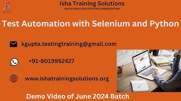 Selenium and Python Demo Video On 3rd June 2024 Call or WhatsApp us on +91-8019952427 to Enroll.