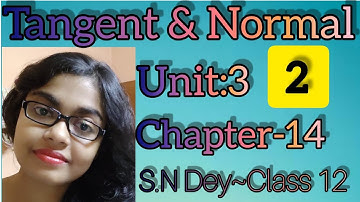 TANGENT & NORMAL◆S.N DEY~CLASS-12||UNIT-3~CHAPTER-14◆PART-2