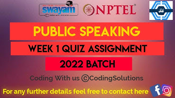 Public Speaking Week 1 Quiz Assignment Solution | NPTEL 2022 | SWAYAM