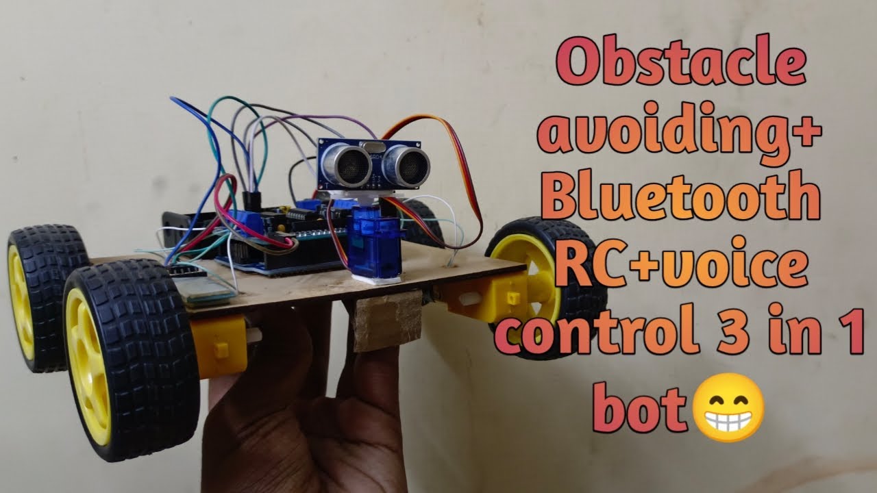 How to make obstacle avoiding+Bluetooth RC+voice control 3 in 1 bot 😁 ...